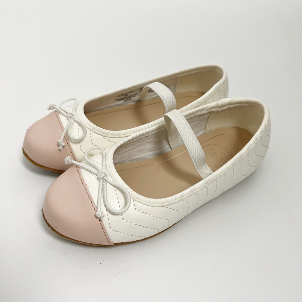 1901 Girls White and Pink Ballet Flats with Bow